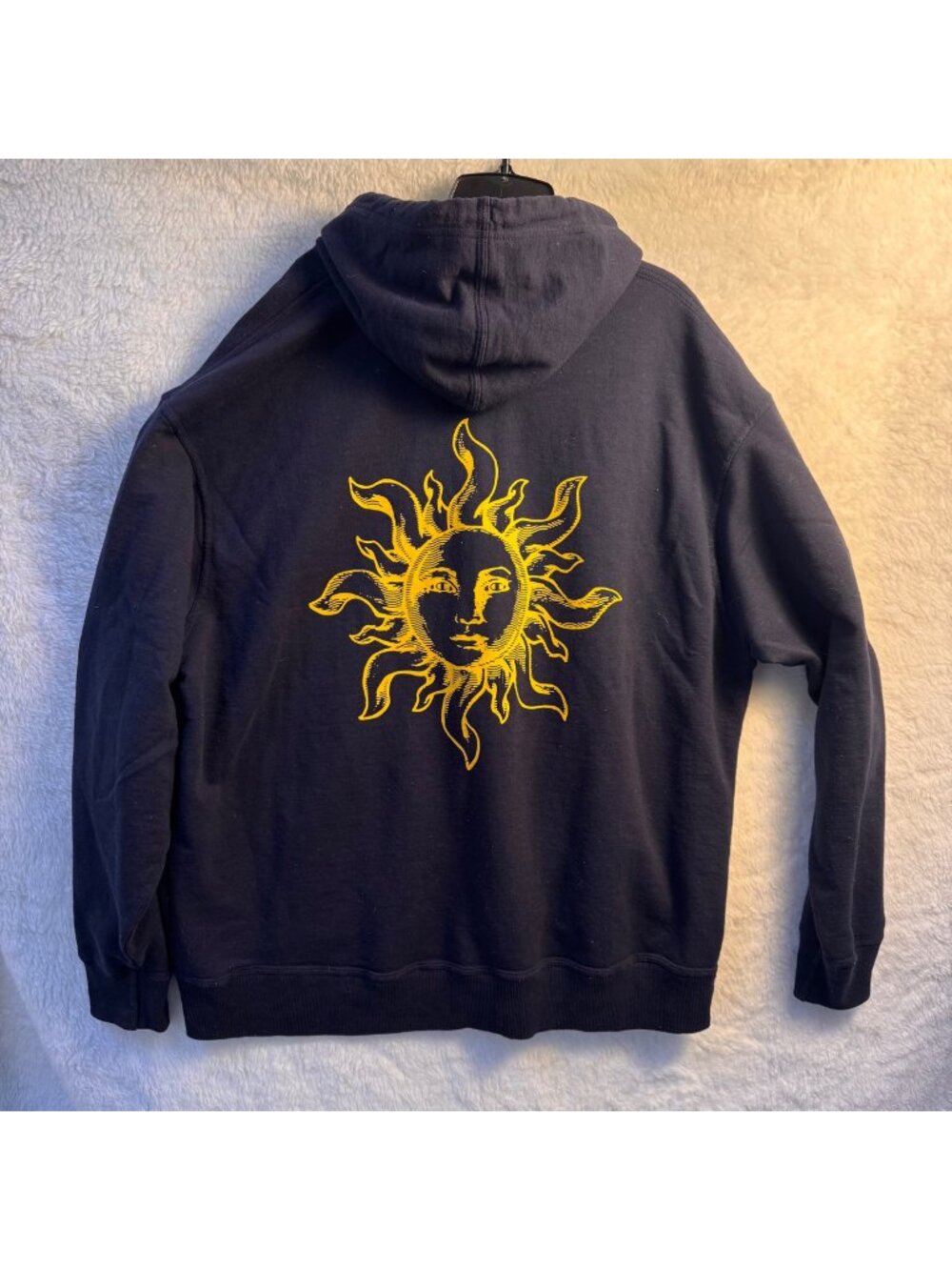 Champion men’s 2XLNavy Blue yellow Sun Graphic Hoodie Cotton Pullover Hoodie